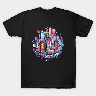 Modern City Urbain Skylines Cityscape Creativity T-Shirt